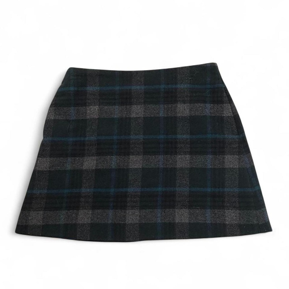 UNIQLO Dark Academia Wool Blend Tartan Plaid A Line Mini Skirt